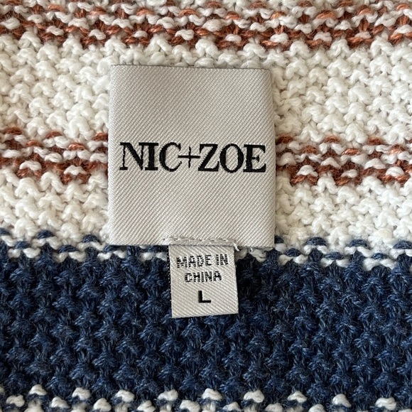 Nic+Zoe Rolling Clouds Blue Open Front Cardigan Sweater Size L Southwestern Boho - Picture 10 of 15